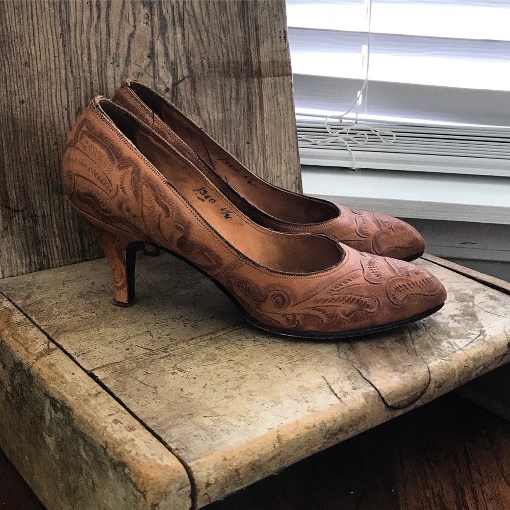 Hand made leather kitten heels